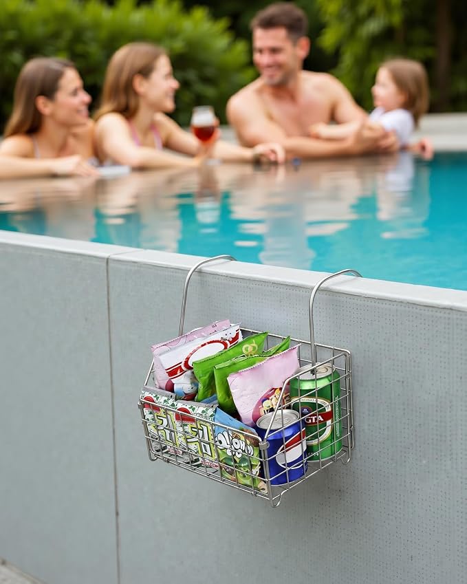 Large Rustproof Shower Caddy Hanging, 304 Stainless Steel Hanging Shower Organizer Basket for Bathroom & Bathtub, Over the Rod Shower Rack for Shampoo, Conditioner, Soap & Bath Accessories(Silver)