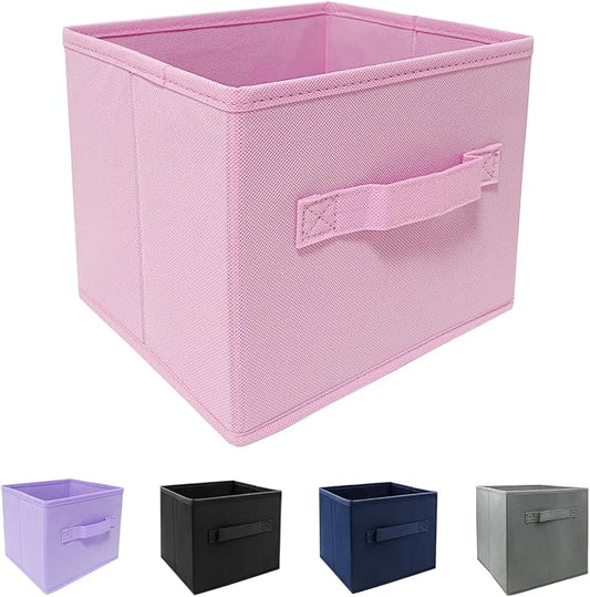 Collapsible fabric Storage bins,cube storage organizer 10.5 * 10.5 * 11 inch,For home and office Collapsible Closet Shelf Organizers, Drawer Organizers(Pink)