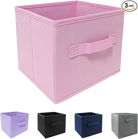 Pink Cube Storage Bins 9.0"x7.5"x7.5" Small Size Fabirc Foldable Closet Toy Organizer Collapsible Cloth