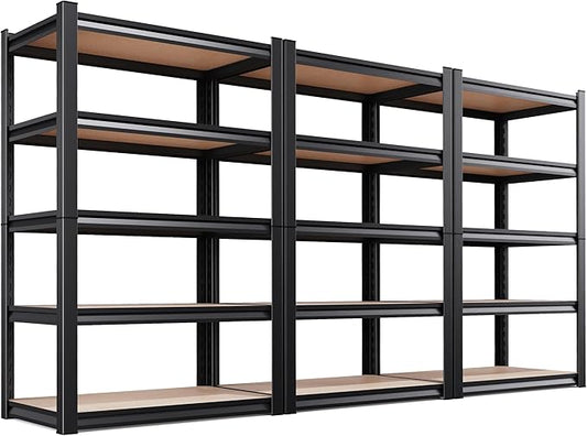 71.2''H Storage Shelves, Wood Garage Shelving,Adjustable Heavy Duty Shelving Unit,5T Tall Garage Shelves，Wood Metal Standing Shelf Units,Utility Rack For Kitchen 71.2''H*35.4''W*15.7''D,3-Pack
