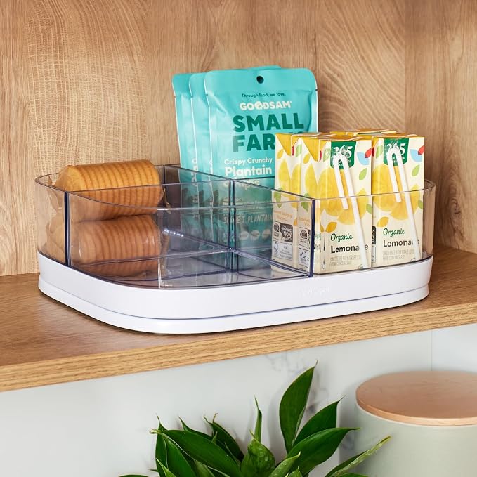 YouCopia MagicTrack Turntable with 4 Bins, Rectangle Lazy Susan Organizer
