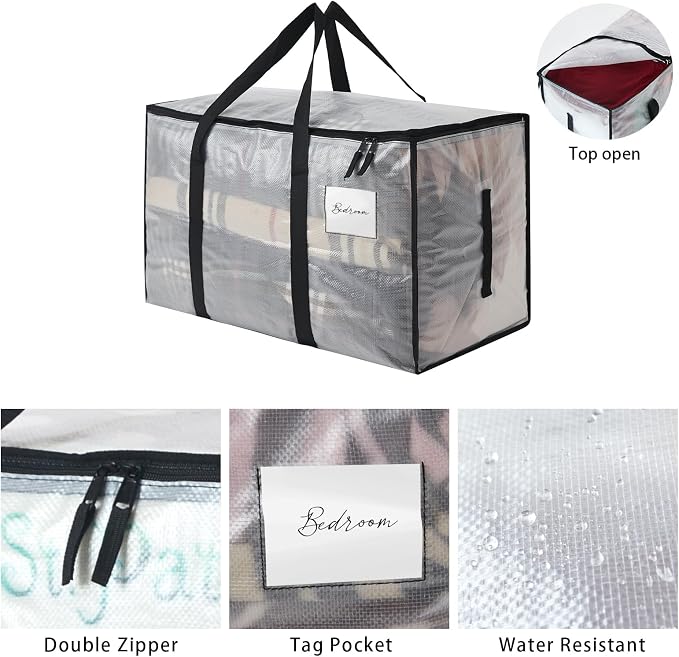 4 Pack Heavy Duty 93L (24.5 Gallon) Stackable Plastic Storage Bins with Lids, Clear Totes – For Home Organization and Storage, Sturdy and Reusable Alternative to Moving Bags