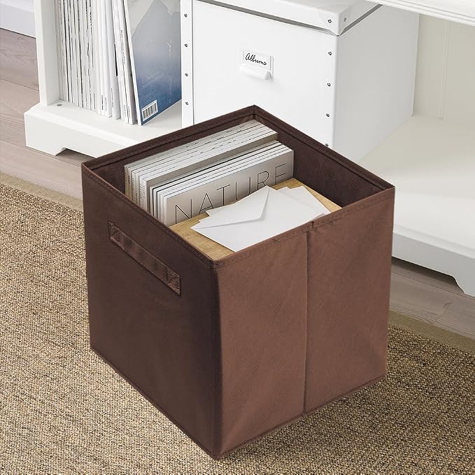 ShellKingdom Storage Bins, Foldable Fabric Storage Cubes And Cloth Storage | Storage Organizer For Closet And Toys, 10.5x10.5x11 INCH, 6 Pack (Chocolate)