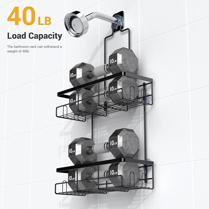 AKTECKE Shower Caddy Hanging Bathroom Organizer: Rustproof Shelf for Inside Shower - No Drilling Racks Over Showerhead - Bath Shelves for Shampoo Soap