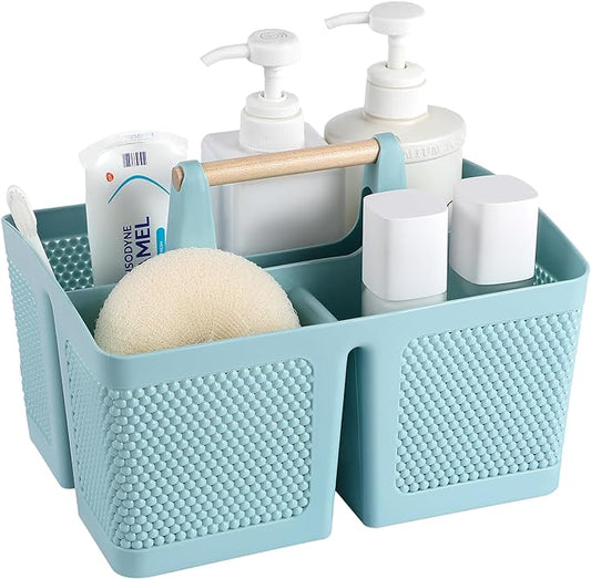 rejomiik Plastic Shower Caddy, Portable Shower Basket with Handle, Blue | Cleaning Caddy Organizer for Bathroom, College Dorm Room Essentials, Storage Tote