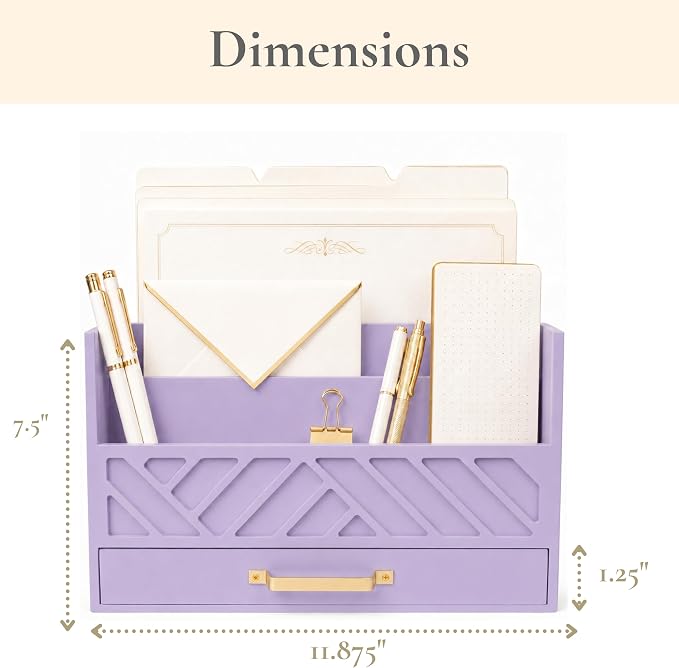 BLU MONACO | Wooden Mail Organizer Countertop with Drawer | Tabletop Organizer with Drawers for Desk | Mail Sorter Organizer Countertop Letter Paper Holder