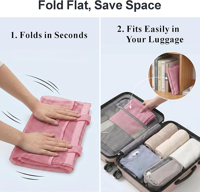 Mesh Shower Caddy Portable - 8 Pockets, S-Hook, Shower Bag for Dorm Camping | 2-Handle, Quick-Dry, Hanging Toiletry Organizer, College Dorm Room Essentials for Girls, Gym, Travel & Bathroom, Pink