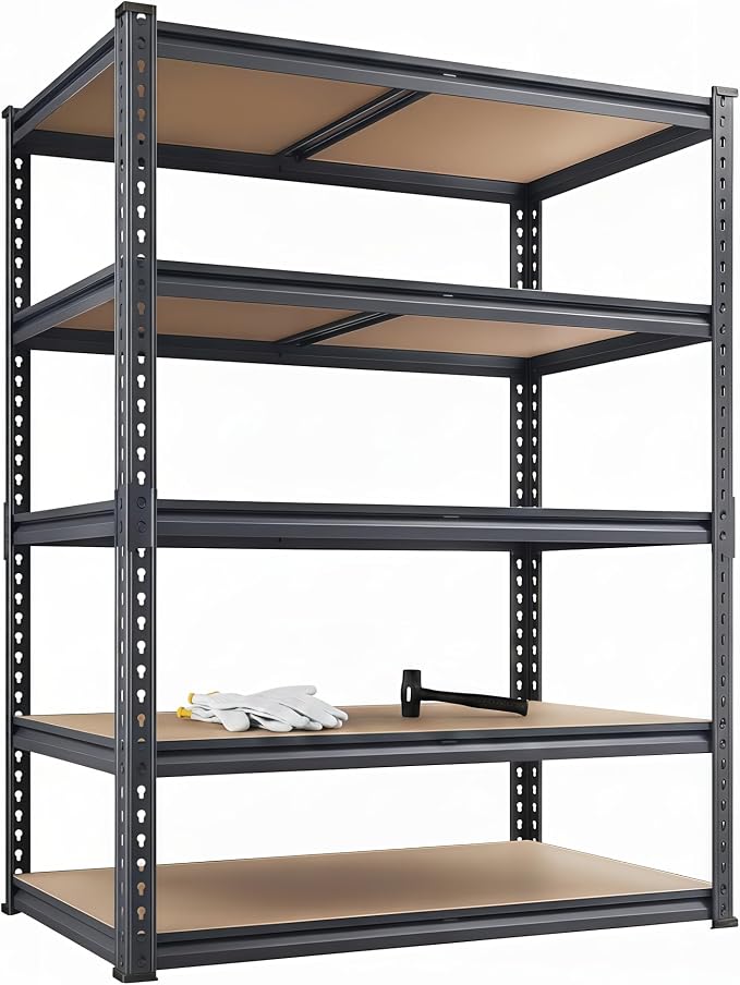 Garage Storage Shelves 36" W x 16" D x 72" H, 2500 LBS Heavy Duty Shelving Unit 5-Tier Adjustable, Extra Wide Boltless Metal Storage Rack for Garage Warehouse Basement