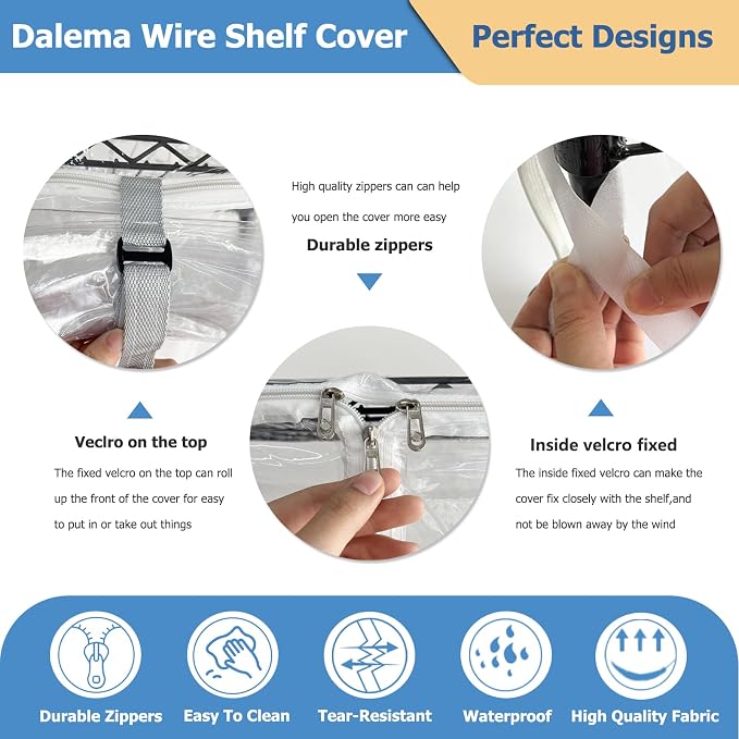 Waterproof Shelf Cover,Durable Dustproof Storage Wire Rack Covers,Outdoor Shelving Covers for Wire Shelves with Zipper 48''x24''x72'',Clear