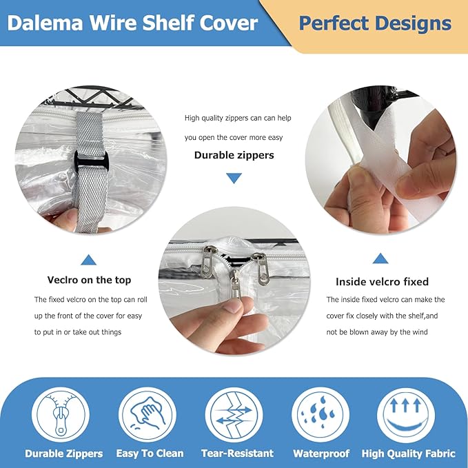 Waterproof Shelf Cover,Durable Dustproof Storage Wire Rack Covers,Outdoor Shelving Covers for Wire Shelves with Zipper 36''x18''x72'',Clear,Cover Only