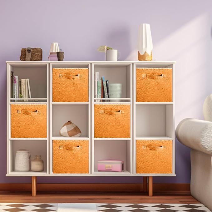 ShellKingdom Storage Bins, Foldable Fabric Storage Cubes And Cloth Storage | Storage Organizer For Closet And Toys, 10.5x10.5x11 INCH, 2 Pack (Orange)