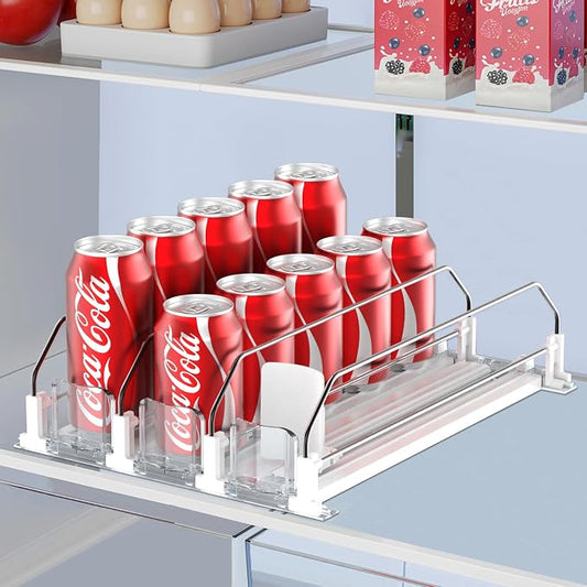 IBORING Drink Organizer for Fridge,Holds up to 15 Cans | Self Pushing Fridge Drink Organizer,Automatic Drink Dispenser for Fridge,Idea for fridge organizers and storage