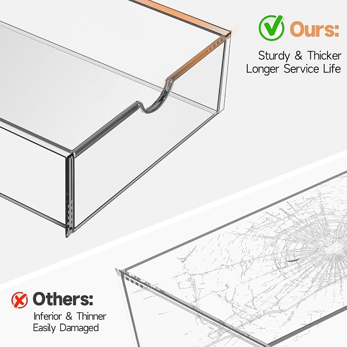 DOMNIU Acrylic Makeup Drawer Storage Organizer with 24 Drawers, 4 Set | Office Desk Organization and Storage, Dustproof Drawer Organizer for Makeup, Countertop, Jewelry, Desktop, Bathroom, Bedroom
