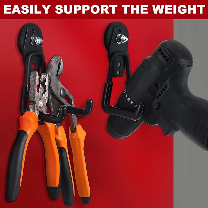 Landhoow 4 Pcs Large Magnetic Hooks Heavy Duty Garage Magnet Hooks Strong Storage Utility Magnetic Hangers with Anti Slip Rubber Coating for Indoor and Outdoor Hanging (Black)