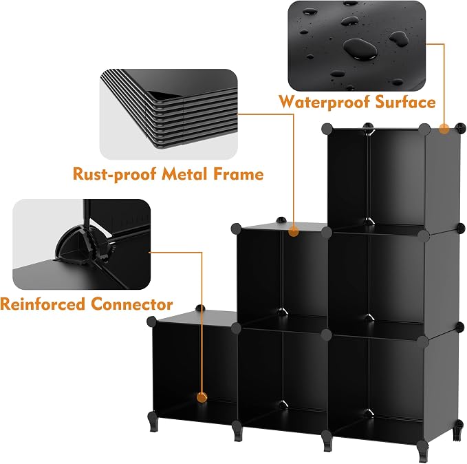 HOMIDEC Closet Organizers and Storage, 9 Cube Storage Organizer, Black | Portable Closet Organizer, Storage Cubes Shelves, for Bedroom, Kids Room, Bathroom, Wardrobe, Clothes Rack