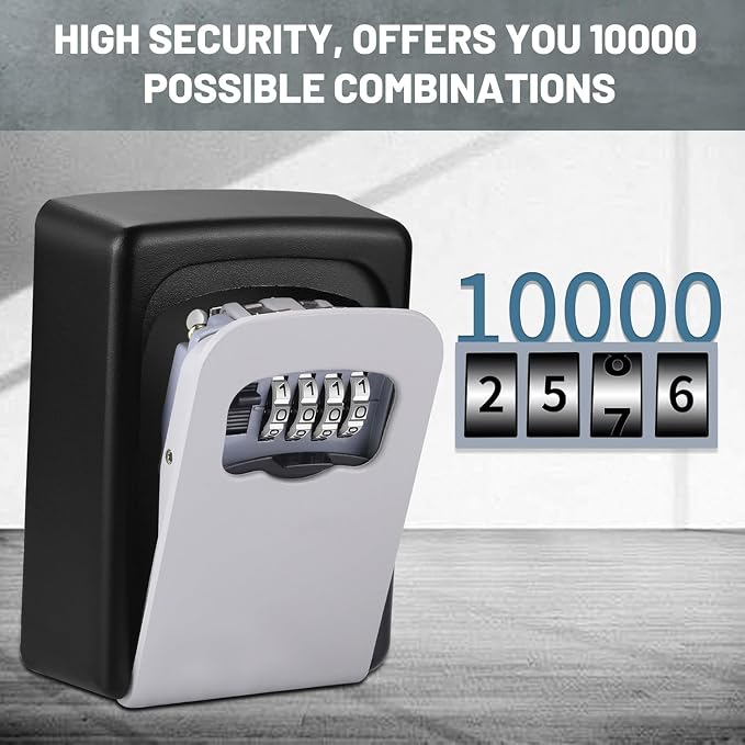 Key Lock Box for Outside - Sturdy and Durable Lock Box for House,5 Key Capacity Lockbox for Keys Outdoor,Waterproof Emergency Spare Lockbox with Resettable Code for Home,Garage,Airbnb(2 Pack, Grey)