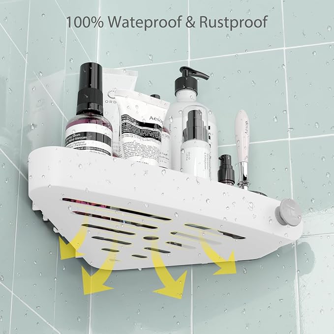 Sotfamily Plastic Shower Caddy Corner (for 90° Only), 4 Pack, White | Adhesive Corner Shower Shelves for Bathroom Organizers and Storage, Bathroom Decor