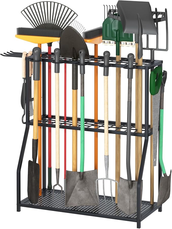 Organizer Yard Tool Storage Rack Garden Organizer Tool Holder | Shed Outdoor Black