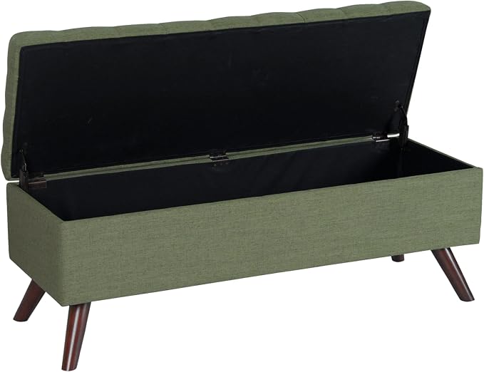 HomePop 48" Modern Tufted Storage Bench - Moss Green