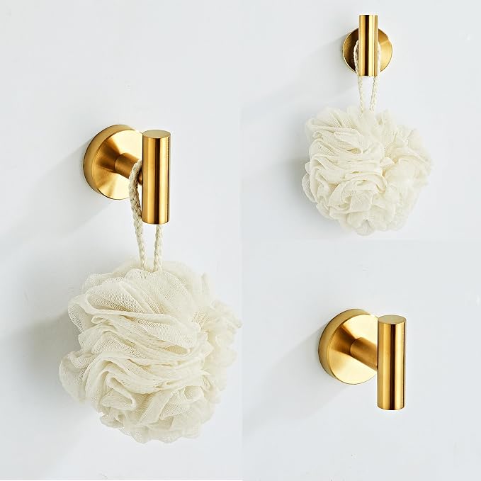 Brushed Gold Bathroom Hardware Set 5 Piece with Towel Racks for Bathroom, SUS304 Stainless Steel Bath Towel Bar Set, 24 Inch Wall Mounted Accessories Kit…