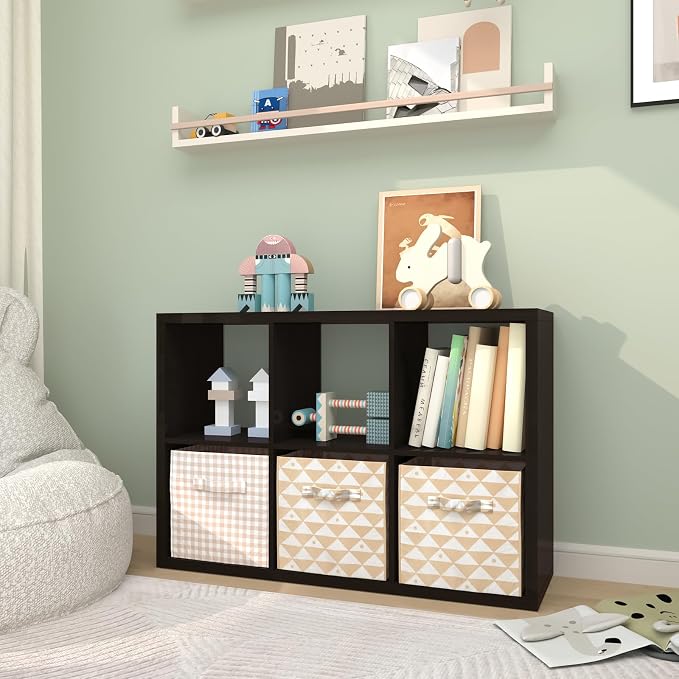 6 Cube Storage Organizer Shelf, Chocolate, 11 inch | 2026 Wooden Thick Frame, Anti-Tipping Kits, Reversible Open Back Bookcase, Horizontal and Vertical Dual-use