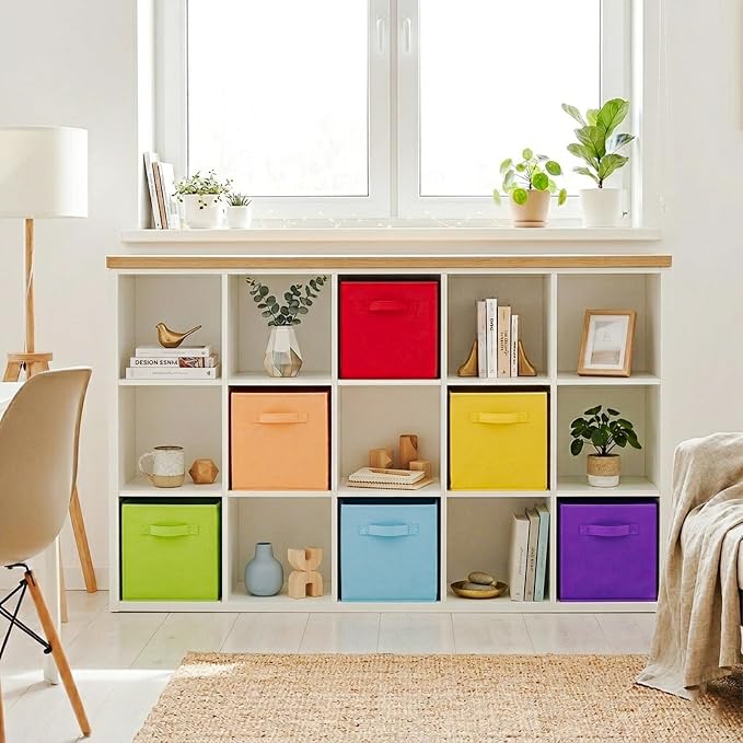ShellKingdom Storage Bins, Foldable Fabric Storage Cubes And Cloth Storage | Storage Organizer For Closet And Toys, 10.5x10.5x11 INCH, 6 Pack (Multi Colors)