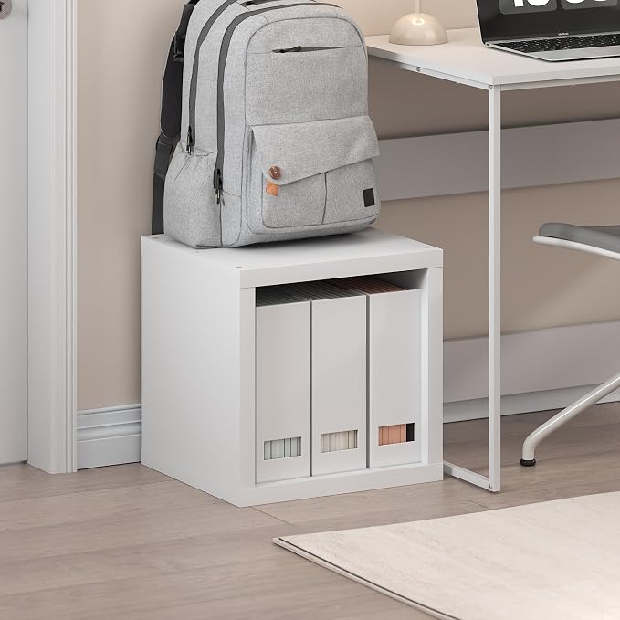 Furinno Cubicle Book Shelf, Stackable Bookshelf, Cube Storage Organizer Bookcase with Open Back, Extra Thick, 15.8" x 15.8" x 14.6", for Living Room, Bedroom, Home Office, White