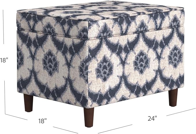 Spatial Order 24" Dinah Collection Storage Ottoman - Blue Medallion Print
