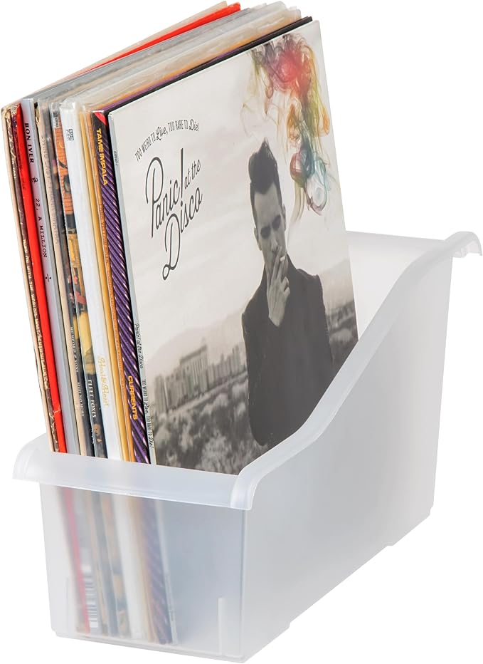 IRIS USA 8-Pack, Connecting Book Bin Organizer Magazine Holder, Clear | Organize books, magazines, notebooks, binders, and school supplies with vertical storage and connecting design