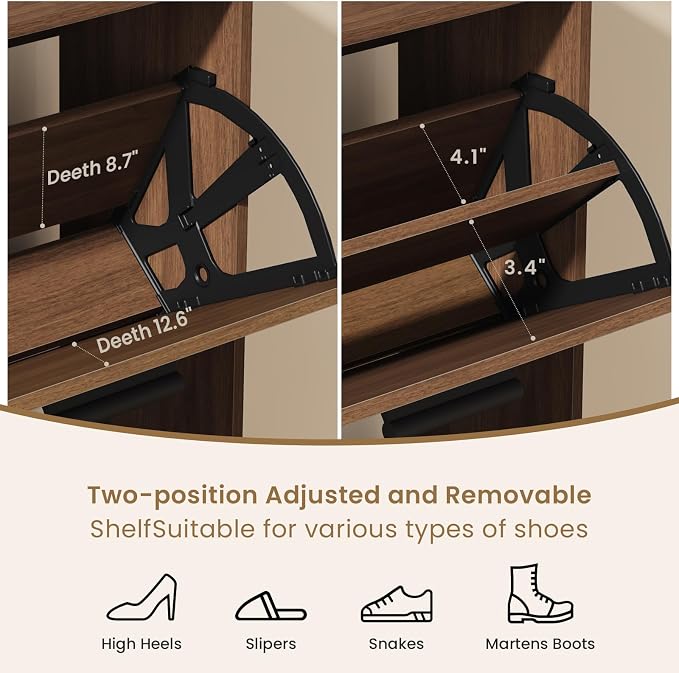 Shoe Cabinet Organizer with 3 Flip Drawers,Narrow Shoe Rack 23.6" W White | Freestanding shoe storage cabinet for entryway,foyer and hallway,slim design and space-saving flip drawers