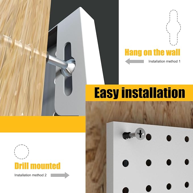 Spampur Peg Board, 6 Pack Metal Pegboard Panels with 50 Hooks | White Pegboards Wall Organizer, Heavy Duty Peg Board for Garage Tool Storage, Office Organization, Craft Room, Desk