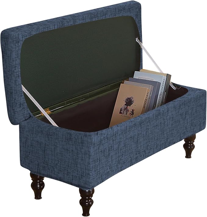 FUANGUI Ottoman Cover Slipcovers Rectangular Folding Stretch | Storage Bench Footrest Sofa Stool Covers Footstool Protector with Elastic Bottom, Removable Washable,Medium