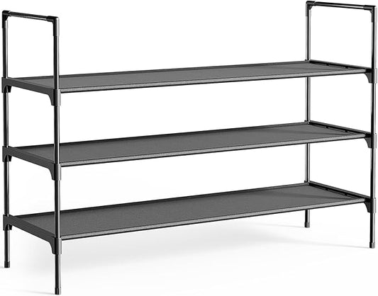 Kitsure Shoe Rack for Closet, Shoe Organizer, 36.2" Wide - 3 Tier, Black | Shoe Storage for Closet, Entryway, Easy- Assembly& Space-Saving Shoe Shelf with Side Handle, Closet Organizer
