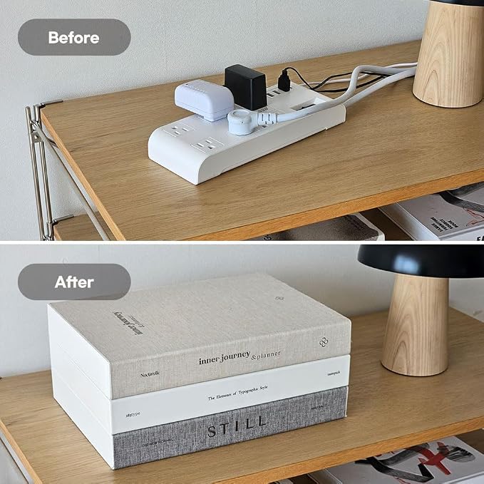 Book Shape Decorative Cable Management Box - Expandable Cable Organizer Box with Magnetic Closure for Home & Office (Inner Still, Standard)