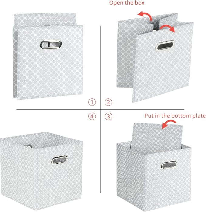 Fabric Cloth Storage Bins,Fabric Cube Organizer with Dual Handles Foldable Cube Storage Baskets for Home Bedroom Storage,Set of 3,（Light Grey）