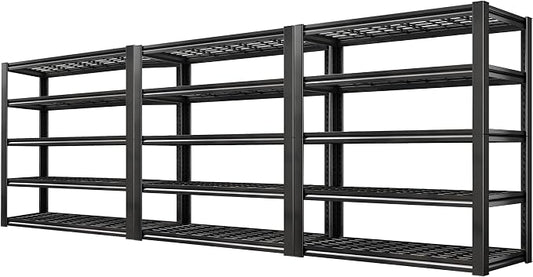 REIBII 3-Pack Garage Shelving 3200LBS Heavy Duty Storage Shelves for Office | Adjustable Industrial Shelf, 5-Tier Metal Structure, Large Storage Rack for Warehouse, School, Office, 36" W x 16" D x 72" H