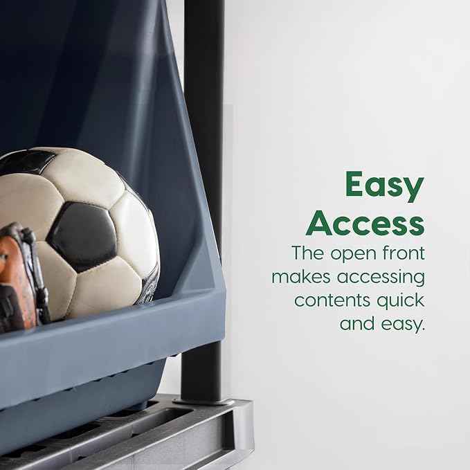 IRIS USA Open Front Storage Bins, Jumbo Stackable Storage Bins, 3 Pack | Heavy-duty interlocking bins provide open-front access for garage tools, hardware, sporting goods, and workshop storage.