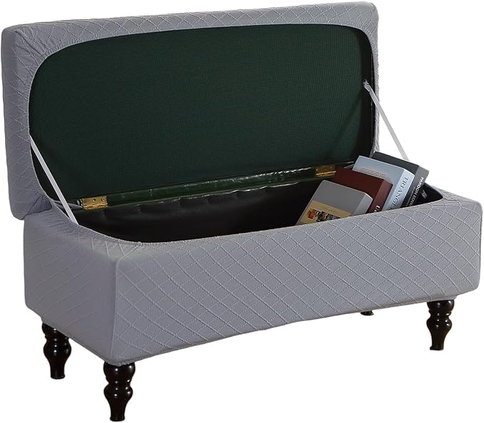 FUANGUI Ottoman Cover Slipcovers Rectangular Folding Stretch | Storage Bench Footrest Sofa Stool Covers Footstool Protector with Elastic Bottom, Removable Washable,Medium
