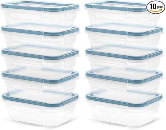 Snapware Total Solutions (3 Cup) Plastic Food Storage Containers Set, Airtight & Leakproof Locking BPA-Free Lids Tupperware, Freezer Dishwasher Microwave Safe (Pack of 10)