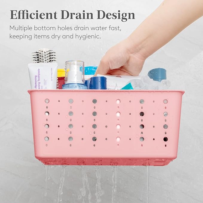 Lifewit Shower Caddy Portable, Caddy Organizer with Handle and Adjustable Dividers, Plastic Shower Basket for Dorm Room Essentials, College, Bathroom, Slate Blue, 2 Packs