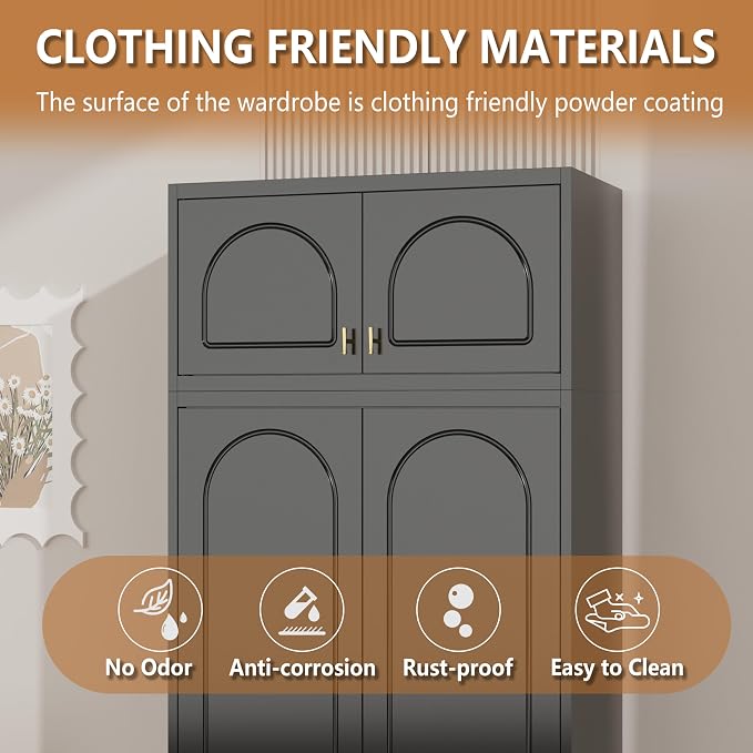 Polup Metal Wall Cabinet, Overhead Cabinet for Wardrobe | Small Upper Storage Cabinet for Bedroom, Living Room, Black, 18" D x 32" W x1 5" H - Assembly Required