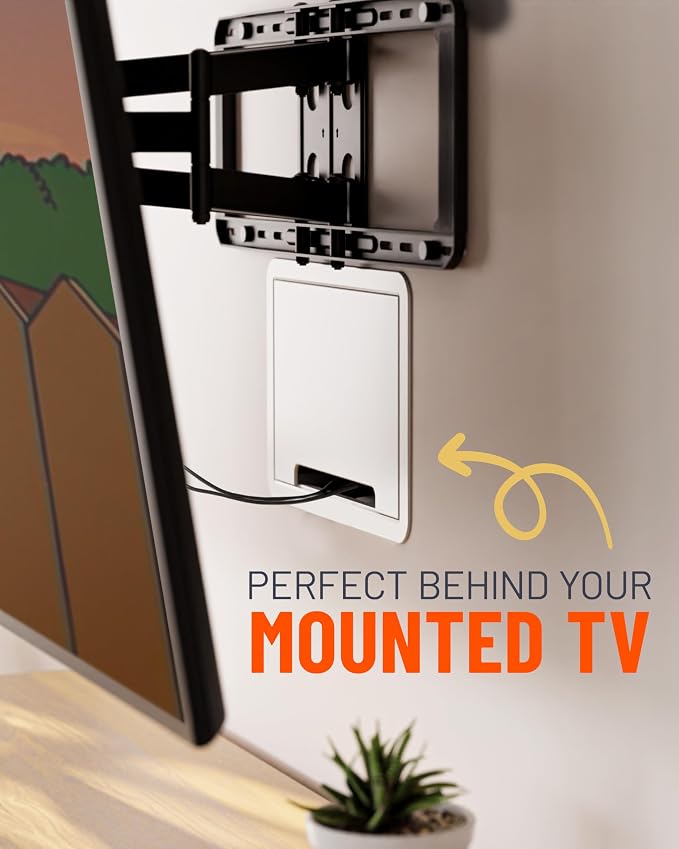 ECHOGEAR 9" in-Wall Media Box - Recessed Outlet & Network Enclosure - Works with Roku, Apple TV, Fire TV Stick, & Samsung One Connect Mini - WiFi Friendly Cable Management Kit