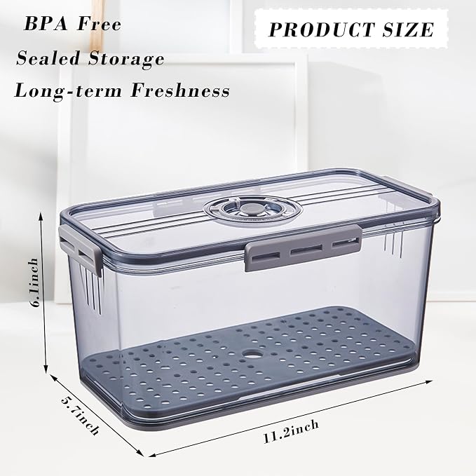 Honbuty Bread Box Bread Boxes for Kitchen Counter Airtight,Time Recording Bread Storage Container with Lid, Bread Keeper for Homemade Bread, Toast, Bagel, Donut and Cookies, Grey,Gifts for Mom Dad