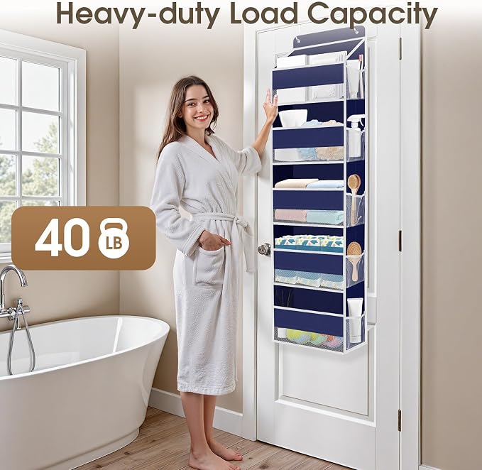 1Pack Over The Door Organizer Large Capacity Hanging Storage Room Organizer | 40 lb Capacity, Ultra-Sturdy, Foldable, Mesh Design with Clear Window, Space-Saving Organizer for Pantry, Nursery & Closet