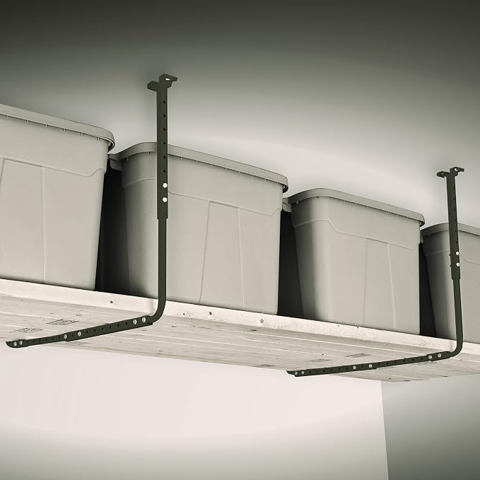 HyLoft 80844-10 34 in. x 26 in. Adjustable Garage Ceiling Mount Storage Rack Kit - Hammertone (Pack of 8)
