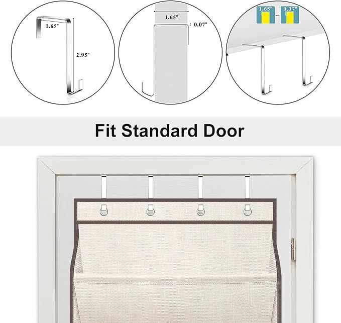 SLEEPING LAMB Shoe Rack for Door, Kids Door Shoe Organizer for Closet hanger, Narrow Hanging Sneaker Storage with Large Deep Pockets for Toddler, Girl, Baby Room Decor, Beige