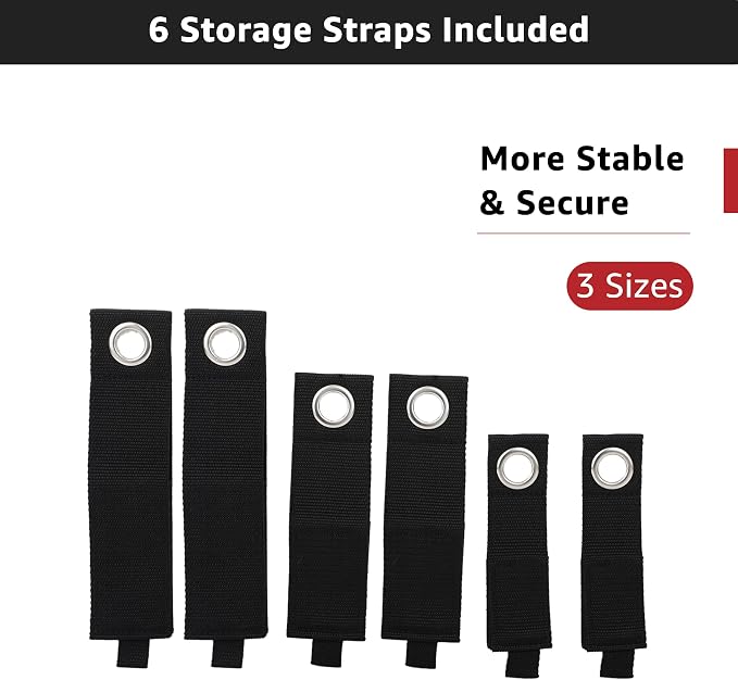 20-Piece Garage Storage Hooks System - 6x9.8” Utility Hooks with EVA Padding (50 LB Capacity) + 6 J Hooks & 6 Storage Straps, Wall Mount Organizer for Ladder, Bike, Tools and Garage Organization