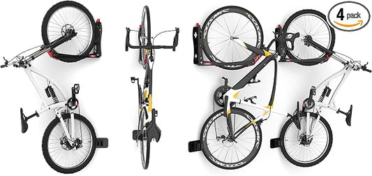 TORACK BIKEPAL No Lifting Swivel Bike Racks, Space Saving Wall Mounted Bike Holder for Garage, Bike Wall Hangers for Vertical Bike Storage (4 Pack)