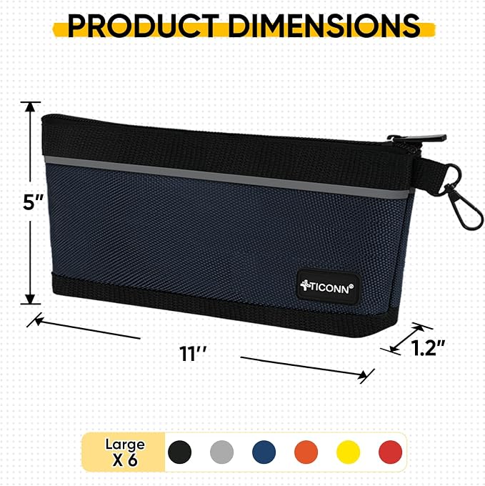 TICONN Tool Pouches with Zipper, 1680D Oxford Small Tool Bags, Waterproof Utility Bag Zipper Pouch for Tool Organizers and Storage (6 Pack Large)