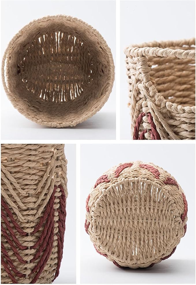 Woven Storage Baskets, Handwoven Straw Weaving Plant Basket Large Laundry Organizer Flower Planter Basket For Flower Pots Storage Containers For Home Bedroom Living Room